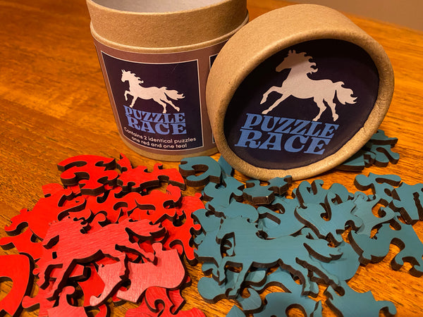 Puzzle Race - Horse - Red and Teal